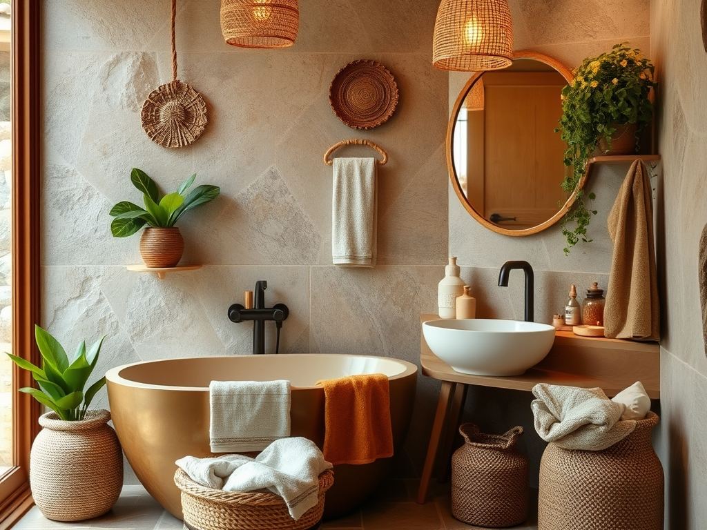 Styl boho w łazience: jak połączyć naturalne materiały, kolory i dekoracje dla przytulnej przestrzeni